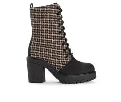 Women's MUK LUKS Riser Jazz Heeled Boot Lace Up Heeled Boots