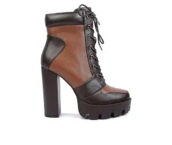 Women's London Rag Moos Lace Up Platform Heel Boots -Combat Shop 1 373