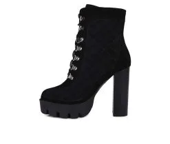 Women's Rag & Co Yoko Heeled Lace Up Booties 11 Women's Rag & Co Yoko Heeled Lace Up Booties -Combat Shop 3 91