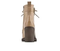 Women's White Mountain Beverley Heeled Lace Up Booties -Combat Shop 4 466