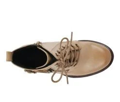 Women's White Mountain Beverley Heeled Lace Up Booties -Combat Shop 5 442